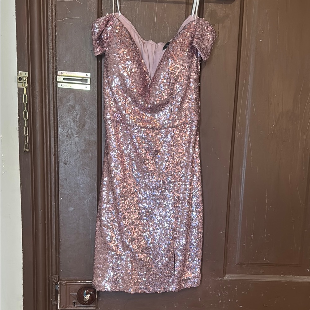 B Darlin Glittering Pink Mini Dress